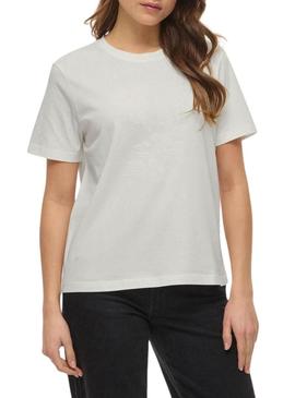 Camisa Vila Viybilla Rose branca para mulher.