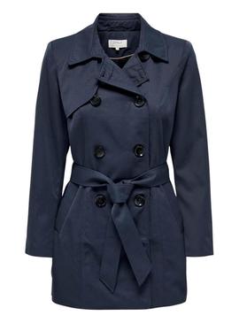 Trench coat Only Valerie azul marinho para mulher.