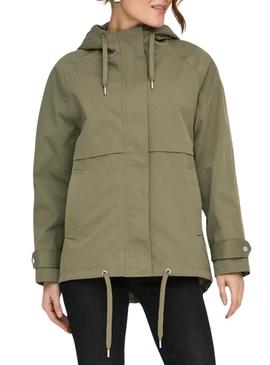 Parka Only Orchid verde para mulher