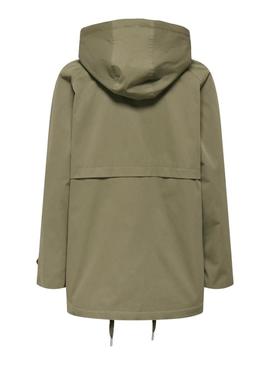 Parka Only Orchid verde para mulher