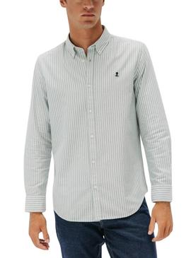 Camisa El Pulpo Oxford listrada verde para homem
