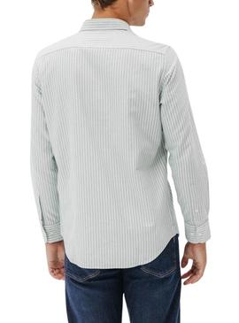 Camisa El Pulpo Oxford listrada verde para homem