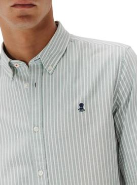 Camisa El Pulpo Oxford listrada verde para homem