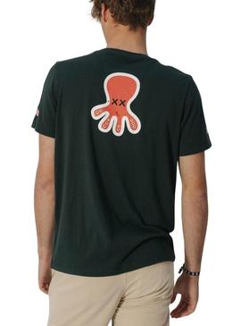 Camiseta El Pulpo triplo verde logo para homem.