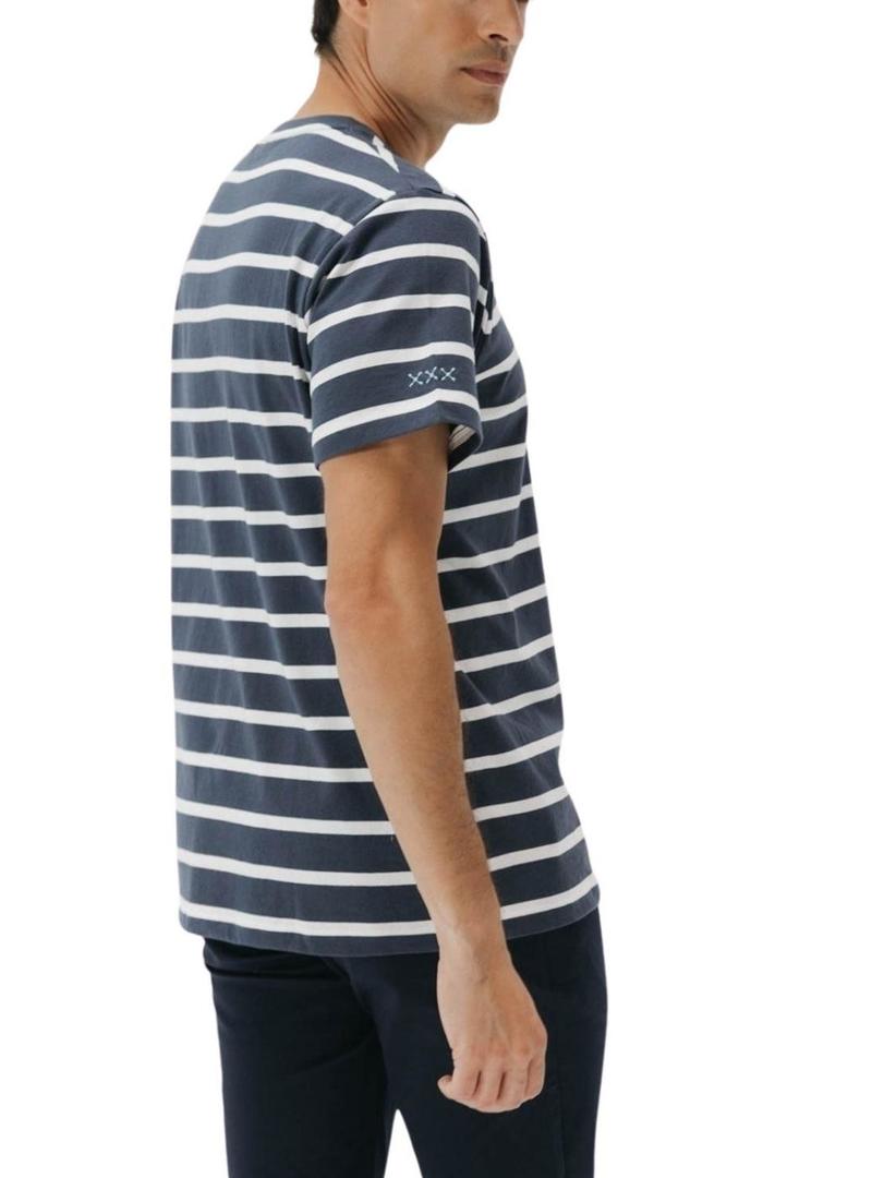 Camiseta El Pulpo listrada azul marinho para homem.