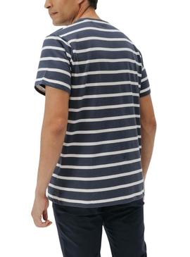 Camiseta El Pulpo listrada azul marinho para homem.