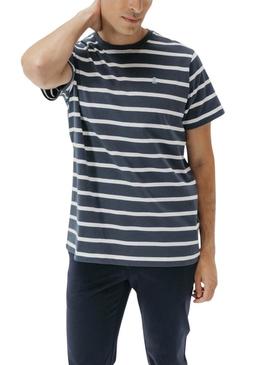 Camiseta El Pulpo listrada azul marinho para homem.