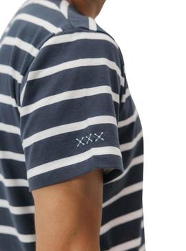 Camiseta El Pulpo listrada azul marinho para homem.
