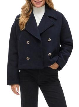 Casaco curto Vila Kamina azul marinho para mulher