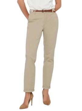 Calça Only Biana bege para mulher.