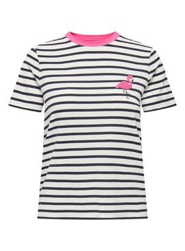 Camiseta Only Heart flamenco listrada para mulher.