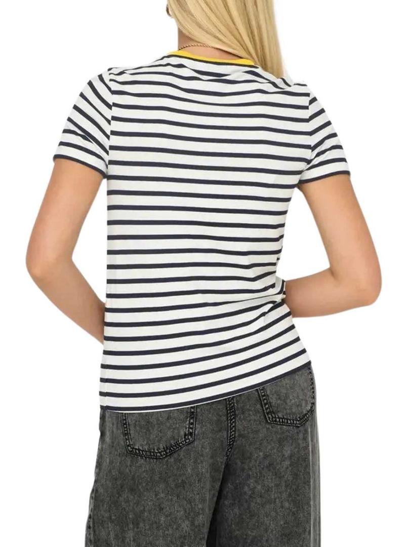 Camiseta Only Heart limão azul e branco para mulher.