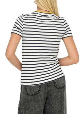 Camiseta Only Heart limão azul e branco para mulher.