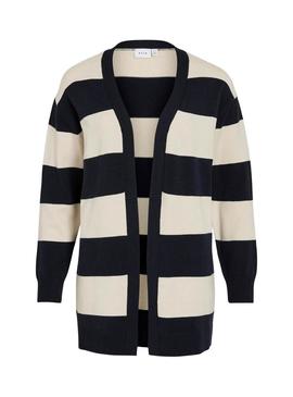 Jaqueta Vila Vipolly azul marinho e branco para mulher.