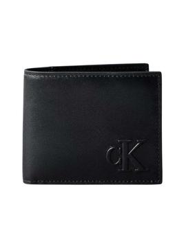 Carteira Calvin Klein Jeans Bold CK preta para homem.