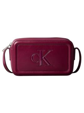 Bolsa Calvin Klein Jeans Bold Camera bordô para mulher