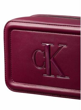 Bolsa Calvin Klein Jeans Bold Camera bordô para mulher