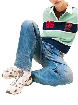 Sapatilhas Tommy Jeans Outdoor runner bege e cinza para homem.