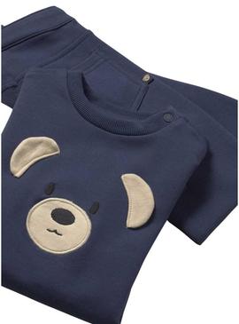 Conjunto de duas peças Mayoral com urso azul marinho para bebê.