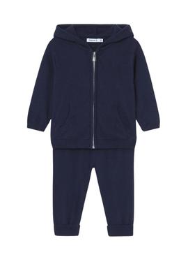 Conjunto de duas peças Mayoral em tricô azul marinho para bebê.