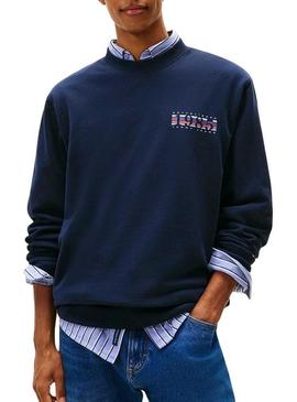 Moletom Tommy Jeans DNA 1985 azul marinho para homem.