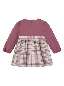Vestido xadrez Mayoral rosa combinado para bebê.