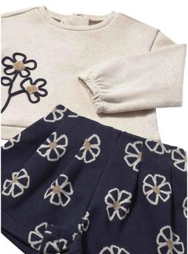 Conjunto de duas peças Mayoral floral marinho para bebê.