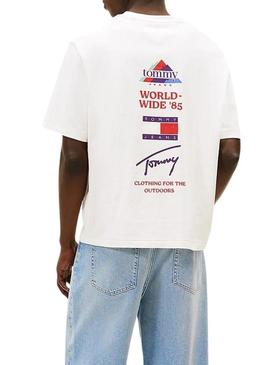 Camiseta Tommy Jeans 90S branca para homem.