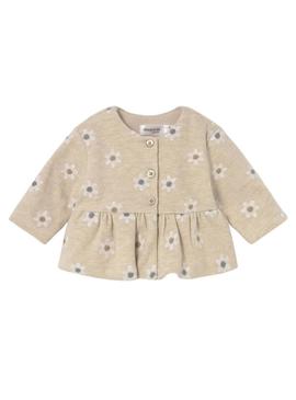 Conjunto de três peças Mayoral flores bege para bebê.