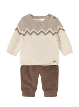 Conjunto de jersey com calça Mayoral cacau torrado para bebê