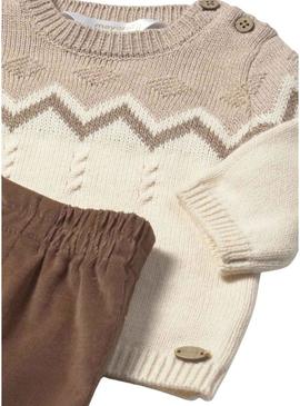 Conjunto de jersey com calça Mayoral cacau torrado para bebê