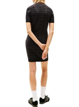 Vestido Tommy Jeans Spellout preto para mulher