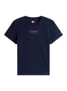 Camiseta Tommy Jeans Essential Logo azul marinho para mulher.