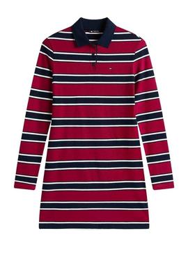 Vestido Tommy Jeans polo grená listrado para mulher