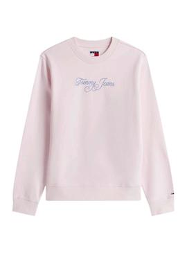 Moletom Tommy Jeans Signature rosa para mulher
