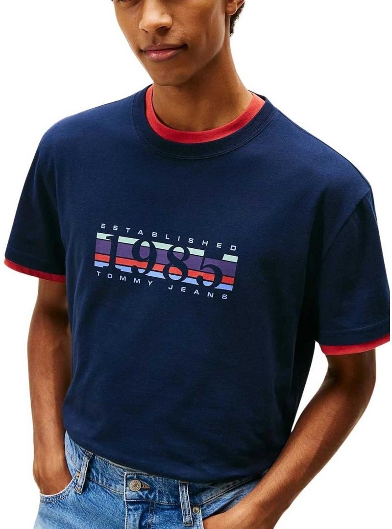 Camiseta Tommy Jeans DNA 1985 azul marinho para homem.