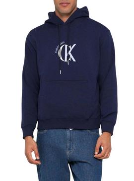 Moletom Calvin Klein Graphic Hoodie azul marinho para homem.