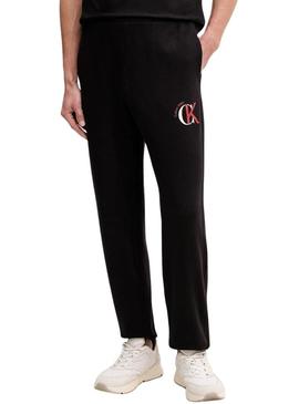 Calça jogger Calvin Klein Graphic preta para homem.