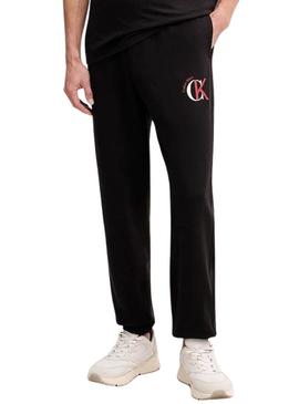 Calça jogger Calvin Klein Graphic preta para homem.
