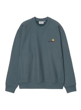 Moletom Carhartt American Script azul para homem