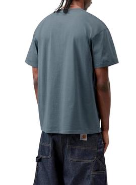 Camiseta Carhartt American Script azul para homem.