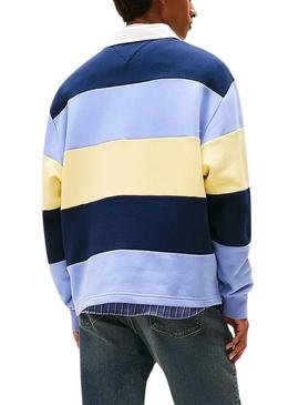 Polo Tommy Jeans Rugby azul e amarelo para homem.