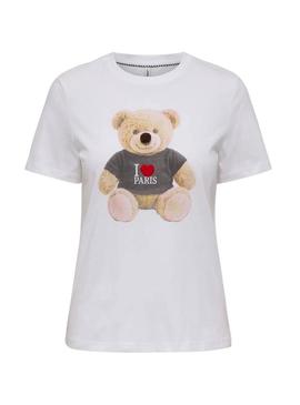 Camiseta Only Teddy Paris branca para mulher.
