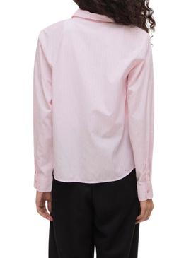 Camisa Vila Darma rosa listrada para mulher
