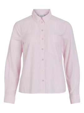 Camisa Vila Darma rosa listrada para mulher