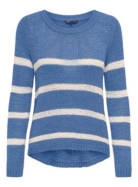 Camisola Only Geena azul e branco listrado para mulher.