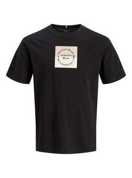 Camiseta Jack and Jones Catskills preta para homem.