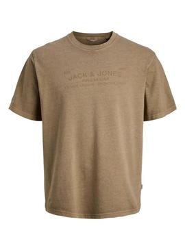 Camiseta Jack and Jones Bluaiden tostado para homem.