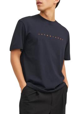 Camiseta Jack and Jones Star azul marinho para homem.