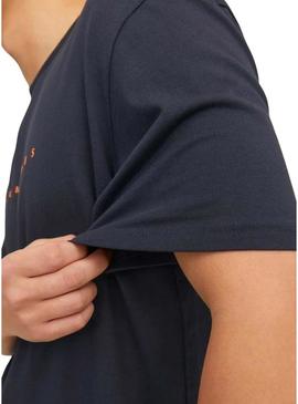 Camiseta Jack and Jones Star azul marinho para homem.
